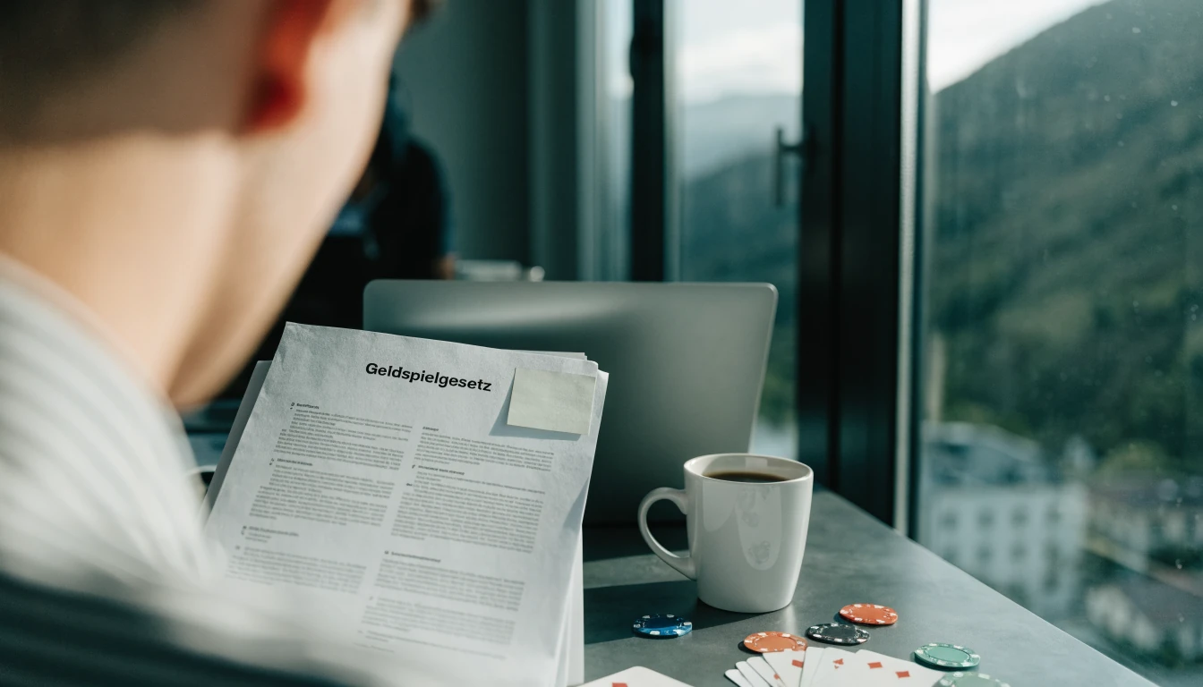 Professionelles Büro mit Dokumenten und Spielchips